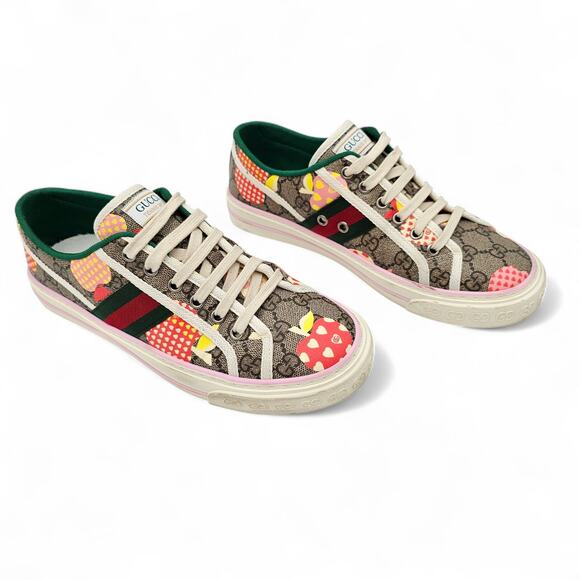 Gucci GG Supreme Canvas Tennis 1977 Sneaker Pink Red Apple Size 38.5 US 8.5 - Picture 3 of 11